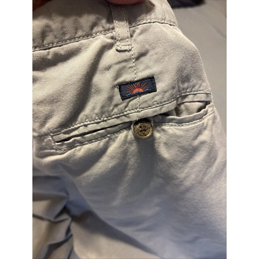 Faherty Mens Movement Chino Shorts Grey Sz 34 Organic Cotton 9” Inseam